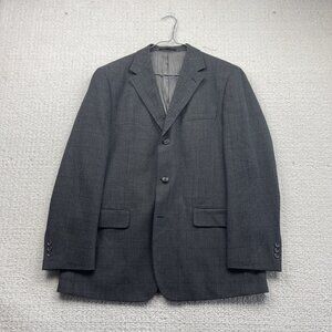 Van Heusen Charcoal Gray Plaid Windowpane Blazer Men Size 44R Sports Coat Preppy
